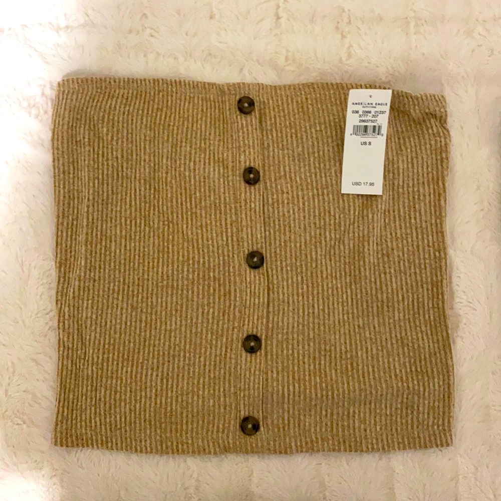American Eagle Tan Button Down Tube Top